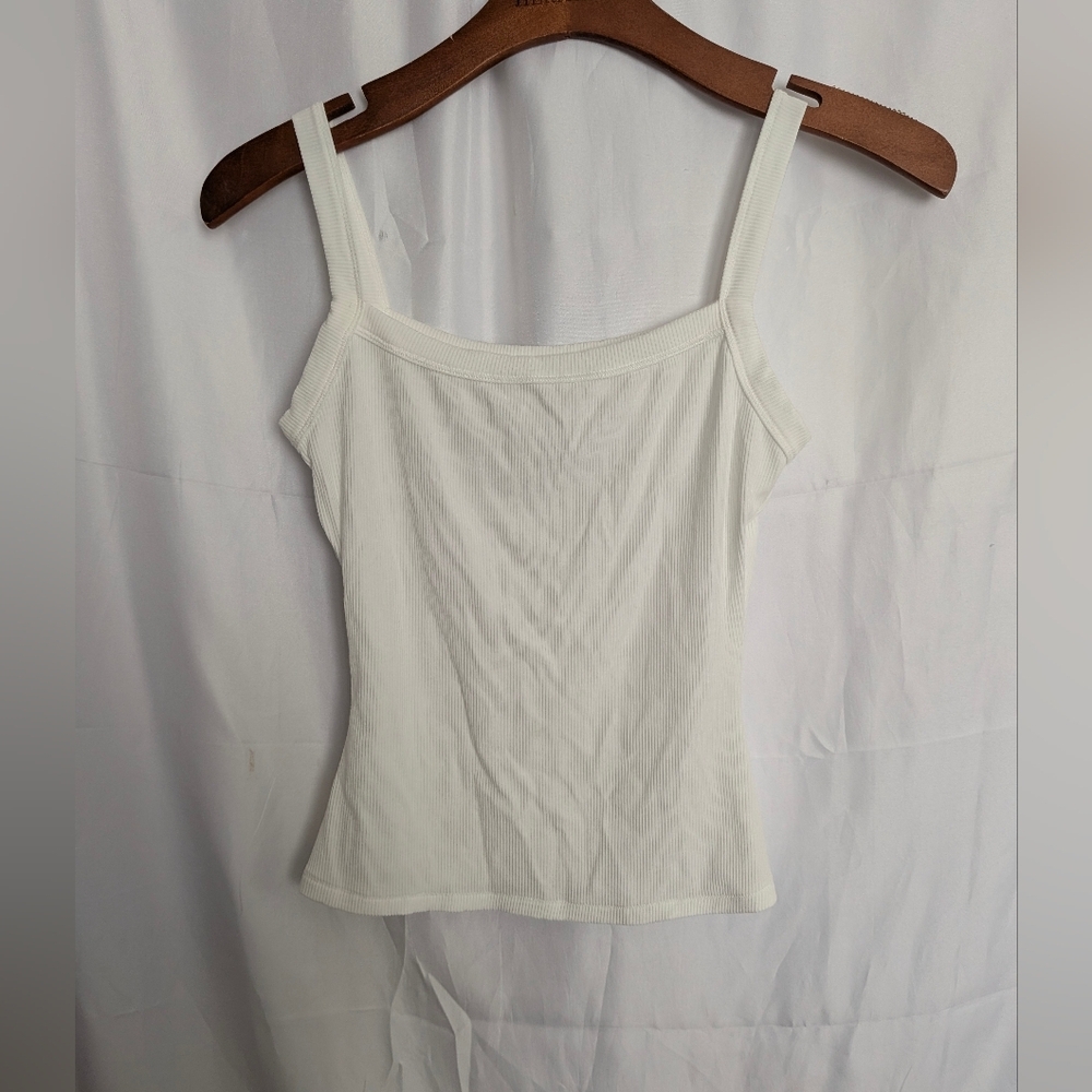 SKIMS Off White  Ribbed Square-Neck Cami Size Small